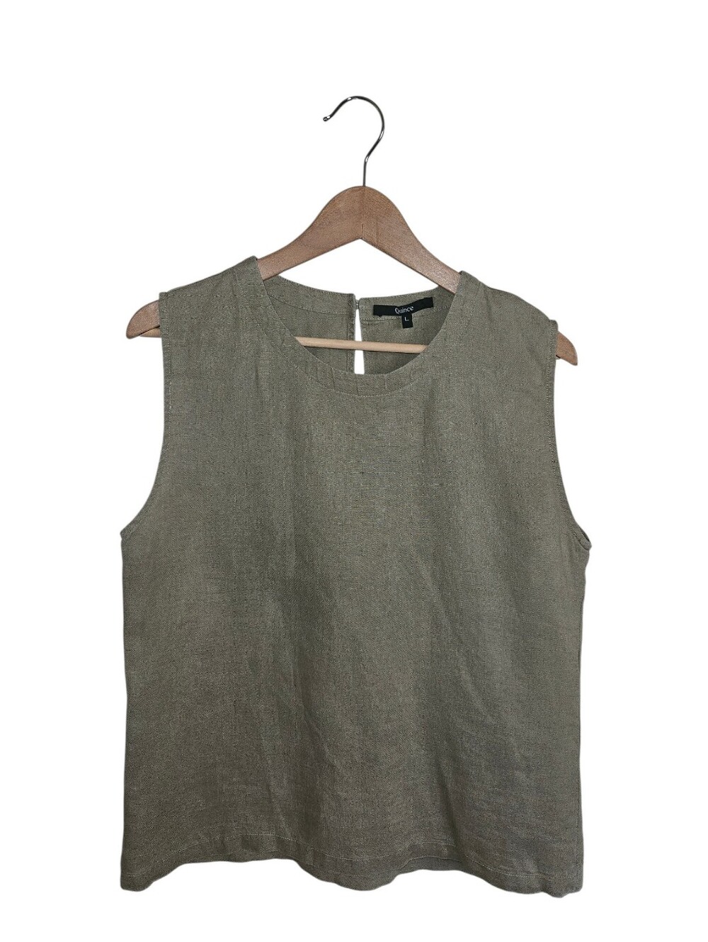 Quince 100% European Linen Tank Top In Olive Green Size L